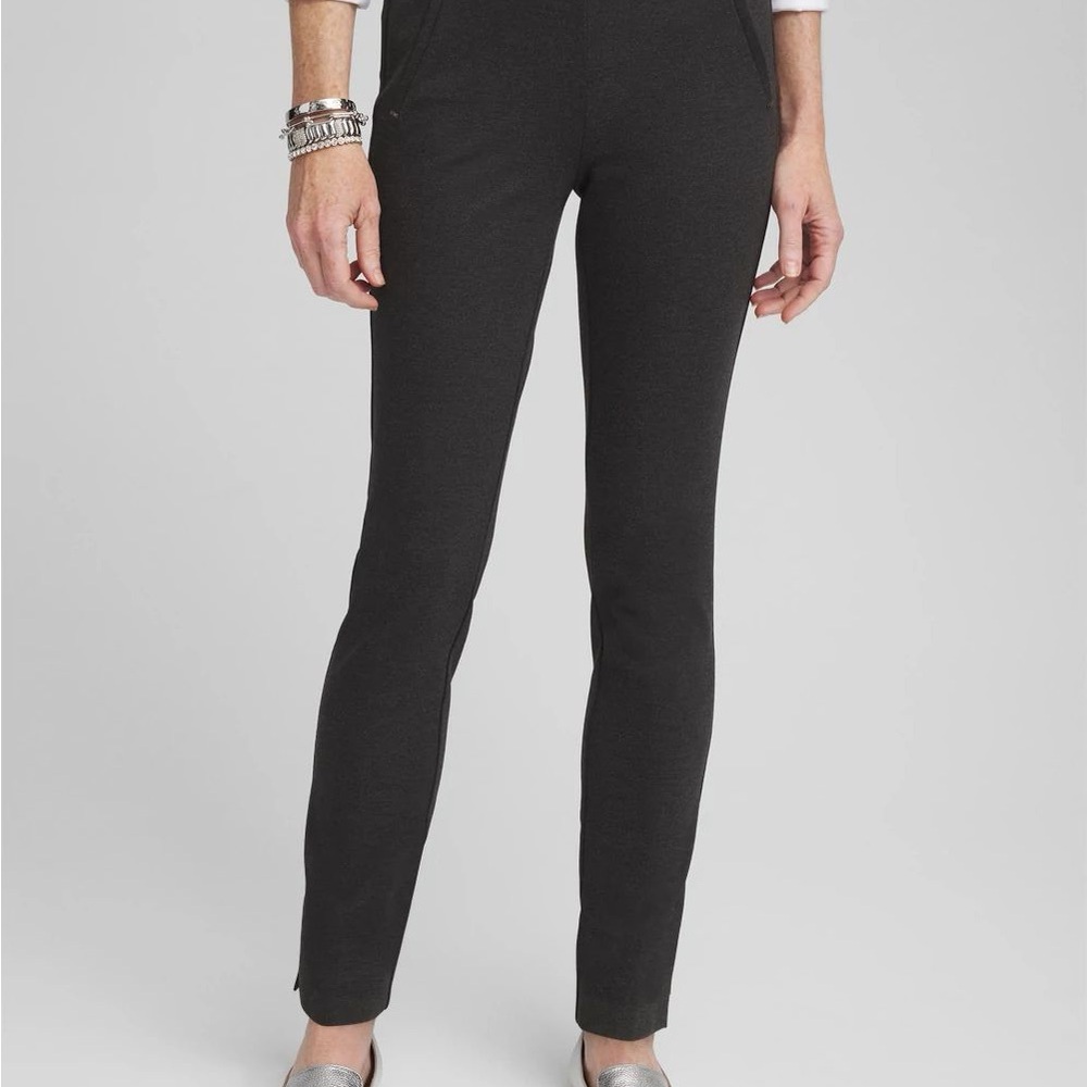 Chico’s Charcoal Ponte Knit Pull On Pants Size 3/16